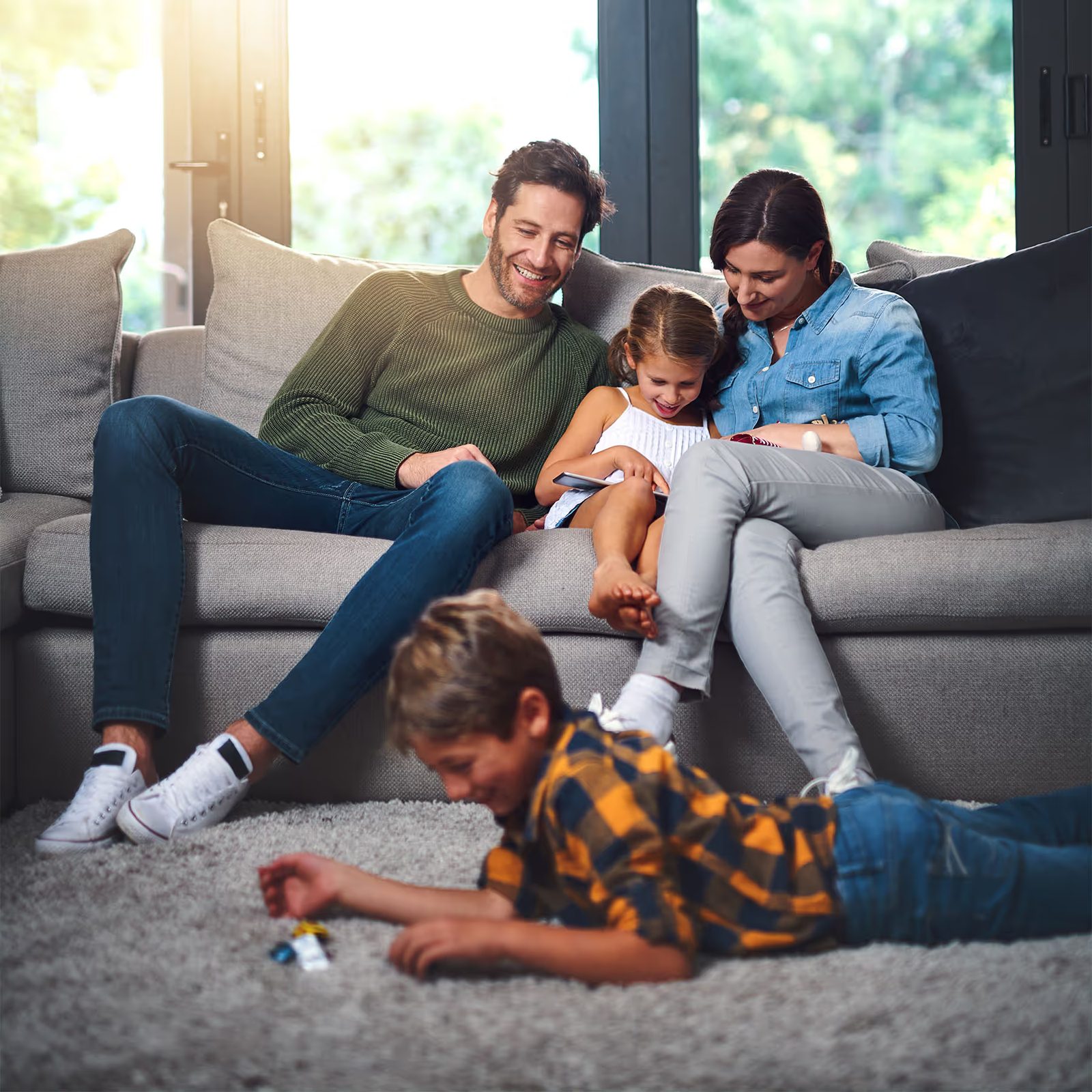 A family relaxing in a pest-free home